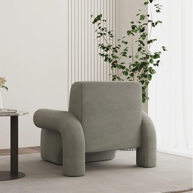 Modern Luxury Corduroy Tech Sherpa Fabric Solid Wood Rounded Square Accent Chair With Backrest Armrests For Living Room