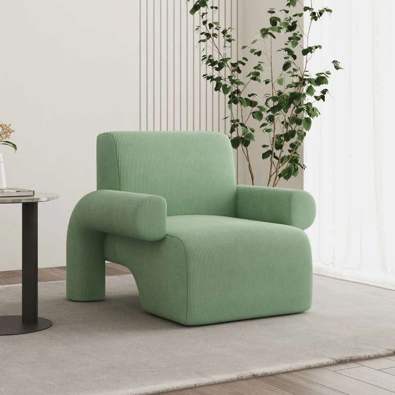 Modern Luxury Corduroy Tech Sherpa Fabric Solid Wood Rounded Square Accent Chair With Backrest Armrests For Living Room