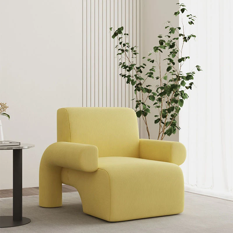 Modern Luxury Corduroy Tech Sherpa Fabric Solid Wood Rounded Square Accent Chair With Backrest Armrests For Living Room