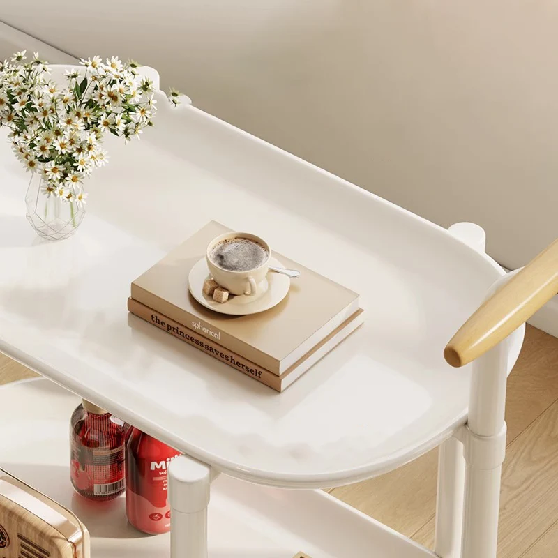 Modern Minimalist Carbon Steel ABS Mobile Oval Side Table With 3-Tier For Living Room
