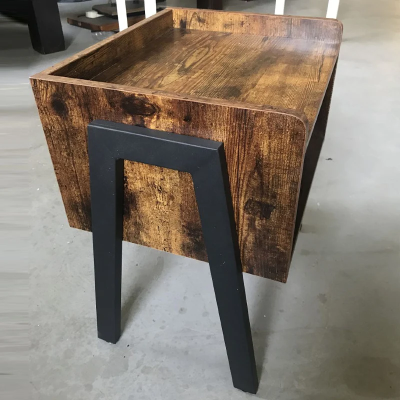 Traditional Vintage Medium Density Fiberboard Metal Square Nightstand With 2-Tier For Bedroom
