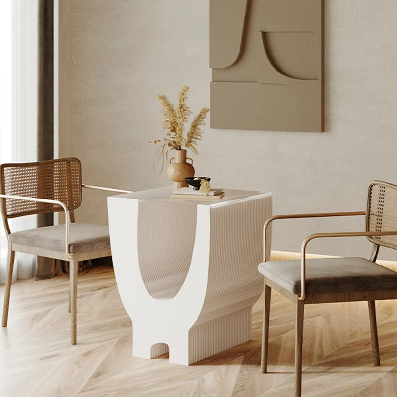 Contemporary Creative Acrylic Kraft Paper Foldable Rounded Y-Shape End Table 1-Tier For Living Room