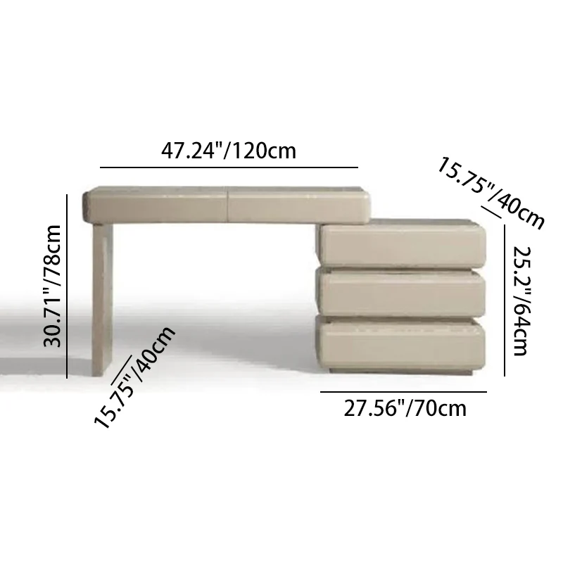 Modern Minimalist Khaki Makeup Vanity With 5/8-Drawer Chest - Solid Wood Plywood Dresser & Makeup Desk For Bedroom
