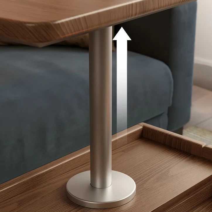 Contemporary Retro Rectangular Eco-Friendly Engineered Wood PE Rattan Weaving Movable 360°Swivel Height Adjustable End Table 3-Tier For Living Room