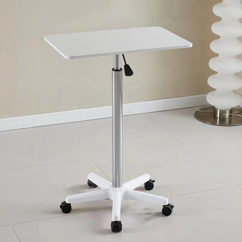 Modern Minimalist Rectangular Medium Density Fiberboard Steel Plastic Side Table Height-Adjustable Movable For Bedroom