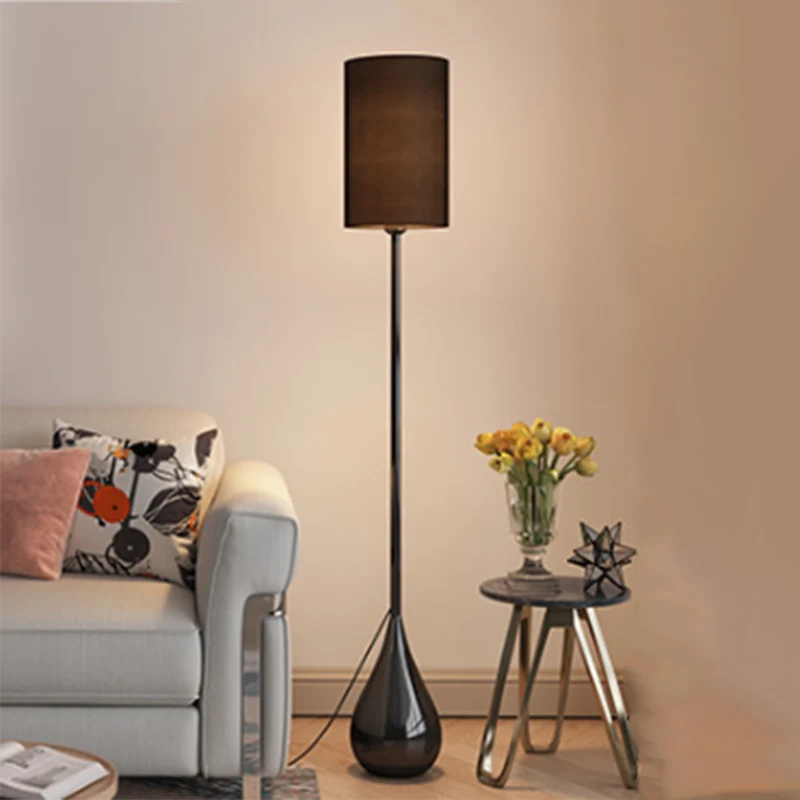 Modern Minimalist Water Drop Iron Fabric PVC 1-Light Standing Floor Lamp For Living Room & Bedroom