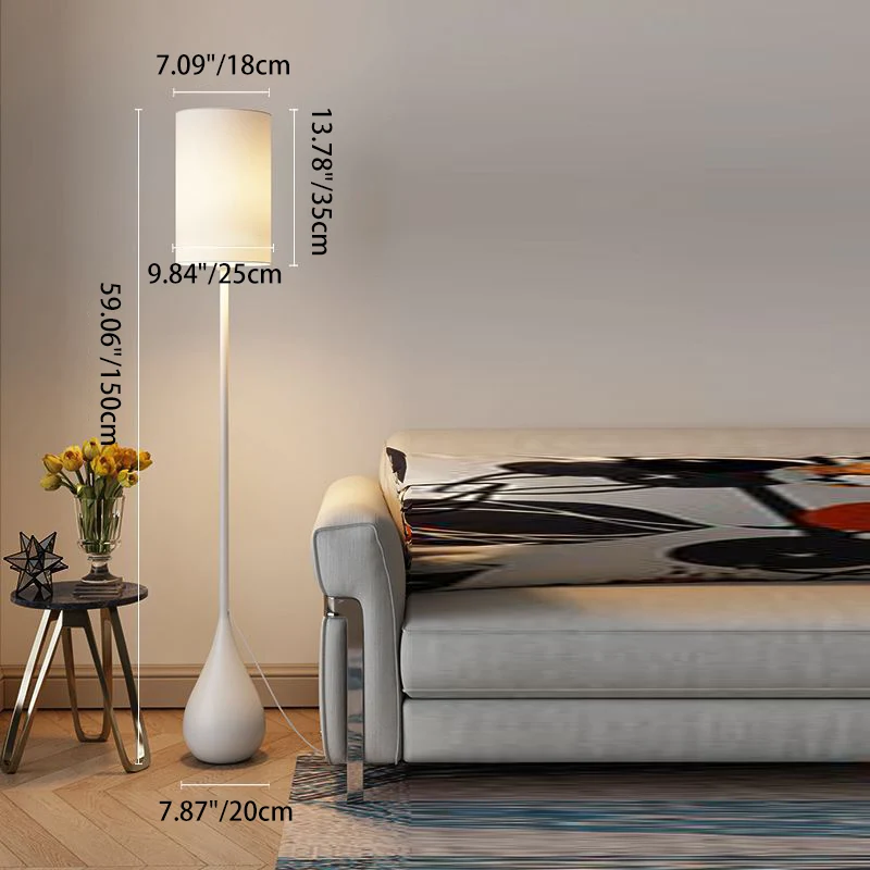 Modern Minimalist Water Drop Iron Fabric PVC 1-Light Standing Floor Lamp For Living Room & Bedroom