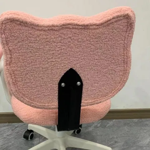 Modern Minimalist Square Lamb Fleece Solid Wood Plywood Iron Steel 360°Swivel Movable Height Adjustable Desk Chair Backrest Armless For Home Office