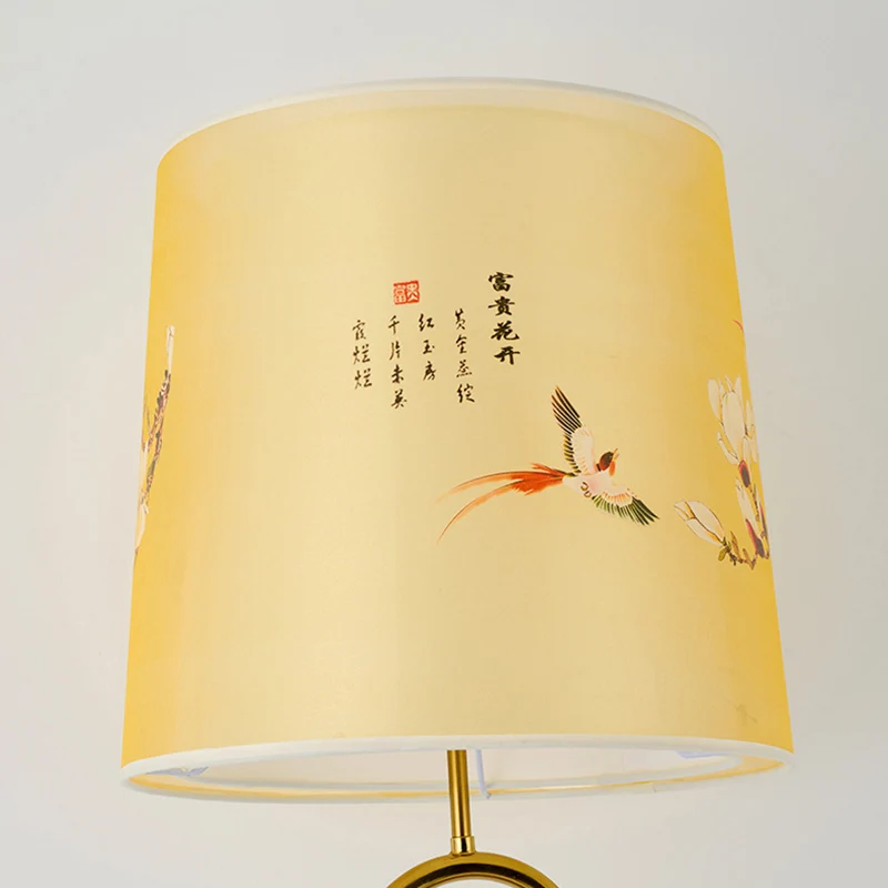 Traditional Chinese Iron Fabric Lantern 1-Light Standing Floor Lamp For Living Room