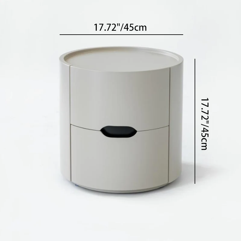 Modern Minimalist Cylinder Plywood & E1 MDF Nightstand With Double Storage Drawers And Protective Raised Rim For Bedroom