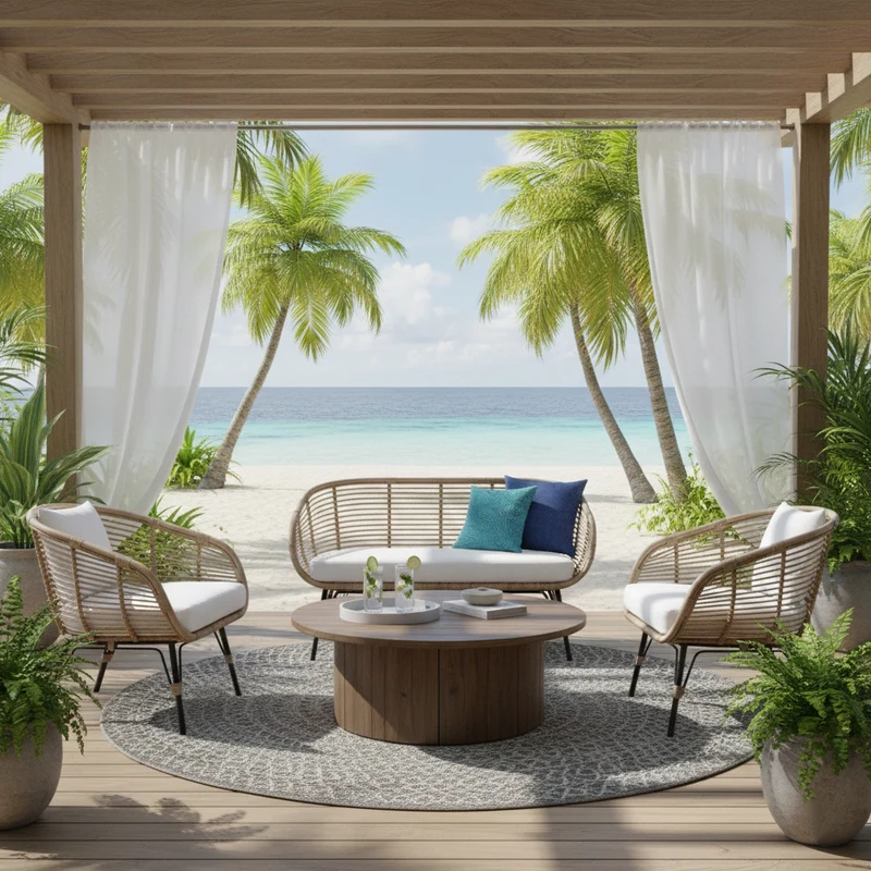 Moisture-Absorbing Boho Accent Chair - Sturdy Rattan & Stable Iron Garden Chair For Garden & Outdoor Patio