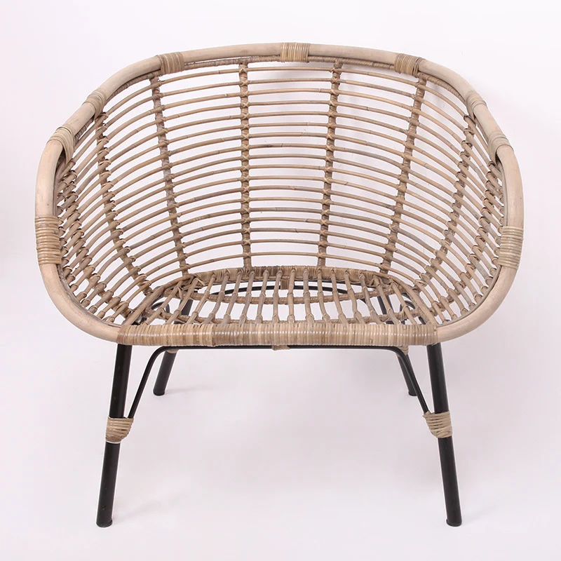 Moisture-Absorbing Boho Accent Chair - Sturdy Rattan & Stable Iron Garden Chair For Garden & Outdoor Patio