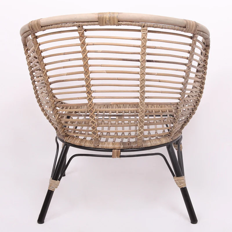 Moisture-Absorbing Boho Accent Chair - Sturdy Rattan & Stable Iron Garden Chair For Garden & Outdoor Patio