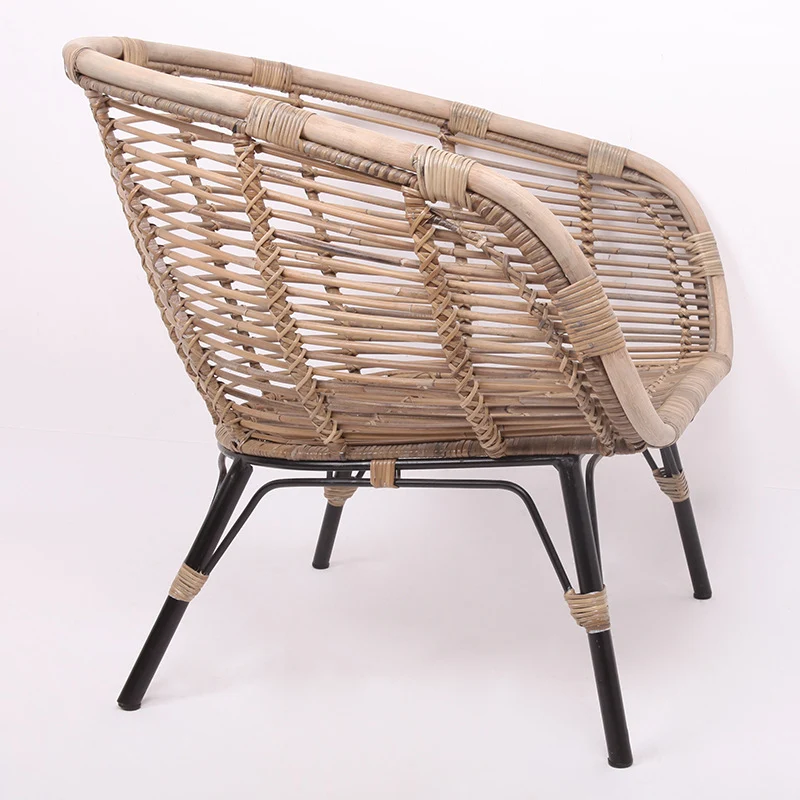 Moisture-Absorbing Boho Accent Chair - Sturdy Rattan & Stable Iron Garden Chair For Garden & Outdoor Patio