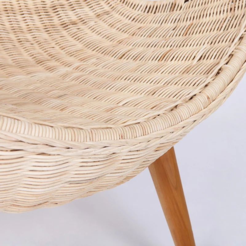 Contemporary Nordic Handwoven Rattan Weaving Solid Wood Legs Accent Chair With High Backrest - Lounge Chair For Indoor & Outdoor Living