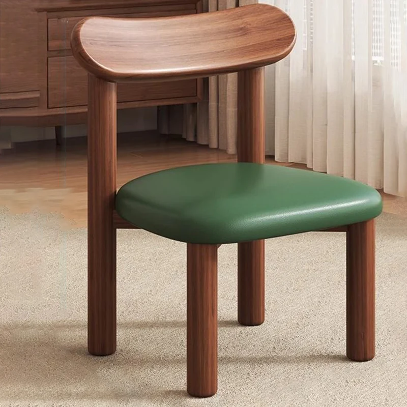 Traditional Chinese Faux Leather Pine Wood Curved Cylindrical Low Stool With Backrest For Living Room