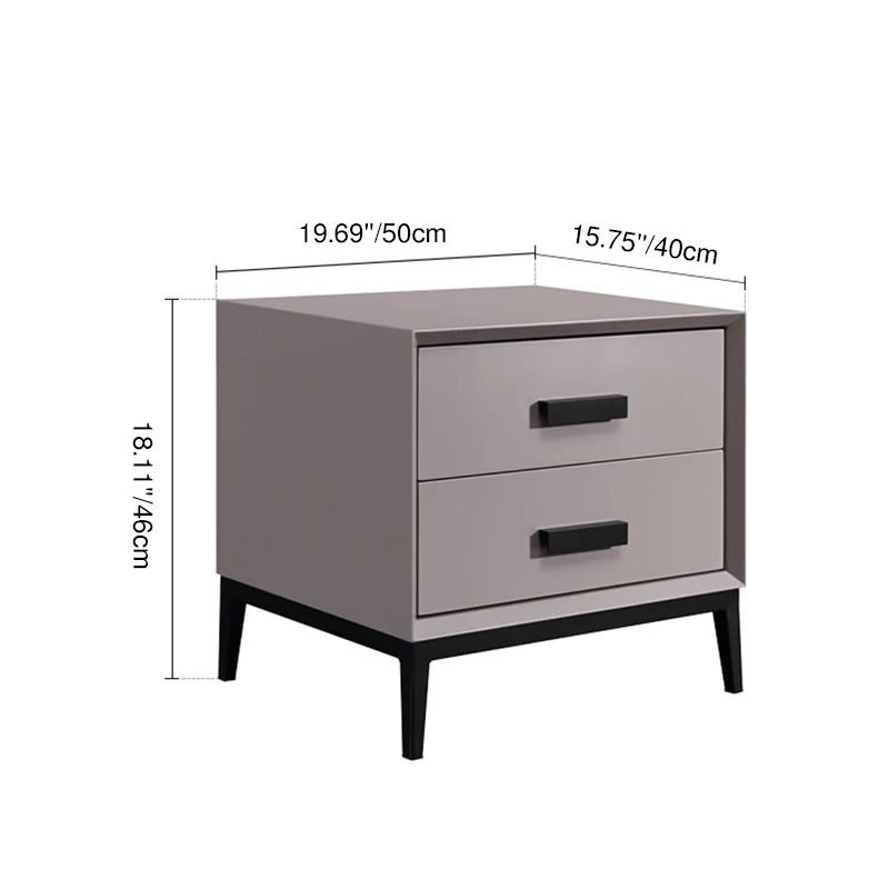 Eco-Friendly Nightstand - Scandinavian Aesthetic Iron-Leg Bedside Table 2-Drawer For Bedroom