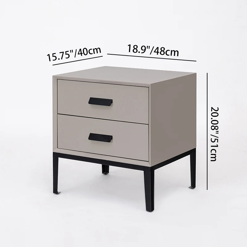 Eco-Friendly Nightstand - Scandinavian Aesthetic Iron-Leg Bedside Table 2-Drawer For Bedroom