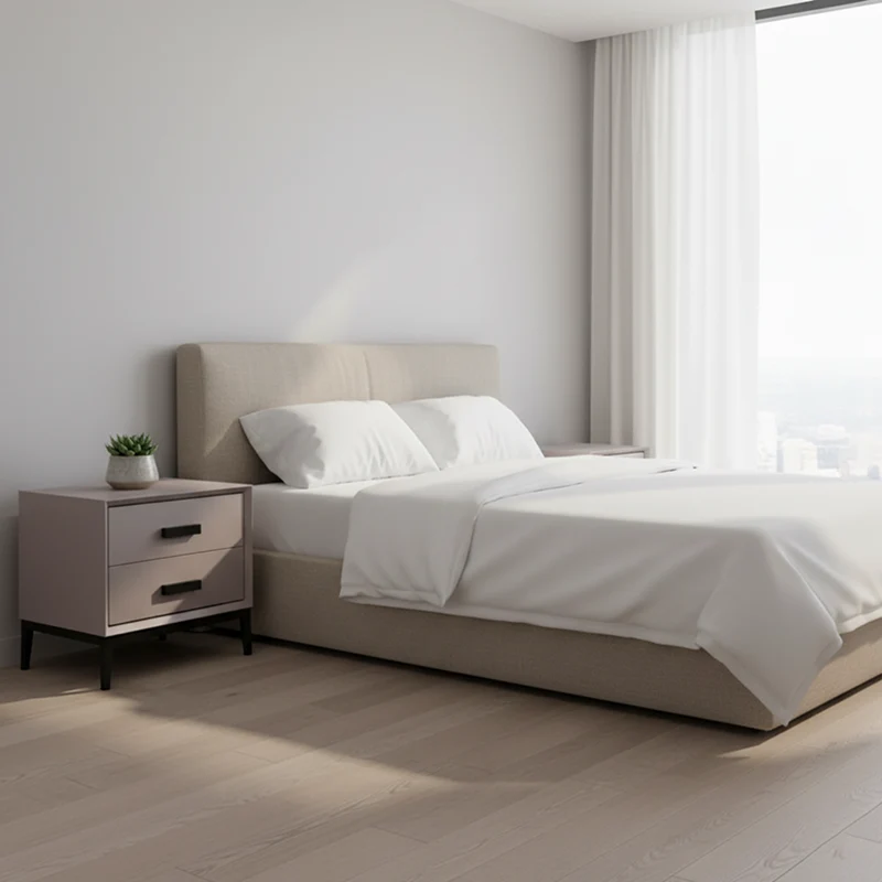 Eco-Friendly Nightstand - Scandinavian Aesthetic Iron-Leg Bedside Table 2-Drawer For Bedroom