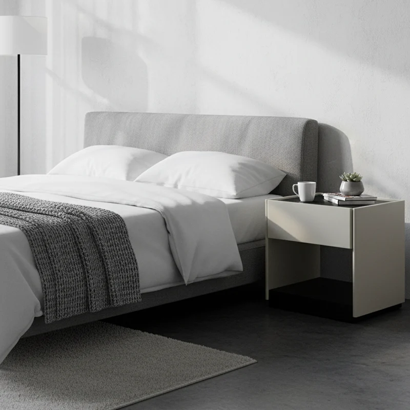 Premium Wood Veneer Nightstand - Sleek Design & Durable Build Bedside Table 1-Drawer For Bedroom