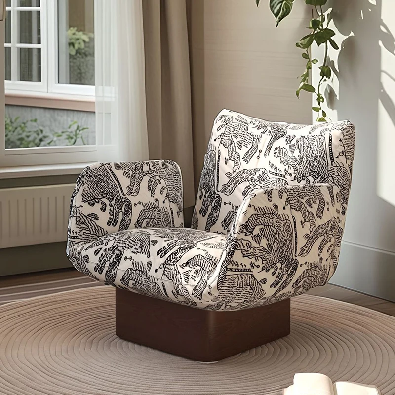 Traditional Vintage Curved Faux Leather Solid Wood Velvet Sponge Accent Chair Backrest Armrest For Living Room