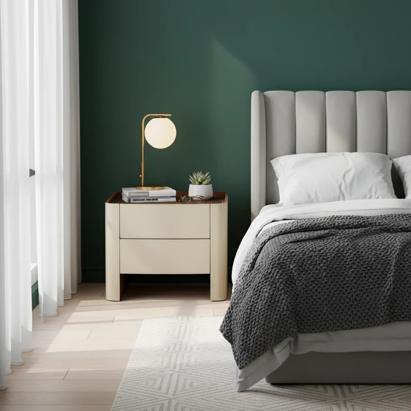 Timeless French Elegance Faux Leather Nightstand - Premium Dual Materials & Silky-Smooth Large 2-Drawer Bedside Table For Bedroom