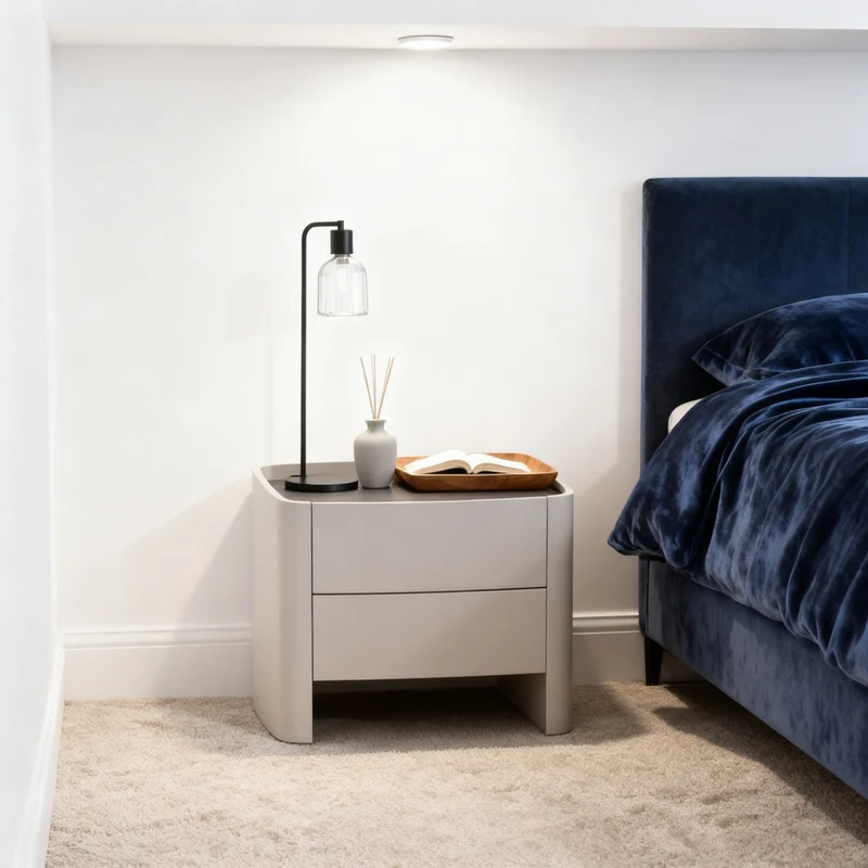 Timeless French Elegance Faux Leather Nightstand - Premium Dual Materials & Silky-Smooth Large 2-Drawer Bedside Table For Bedroom