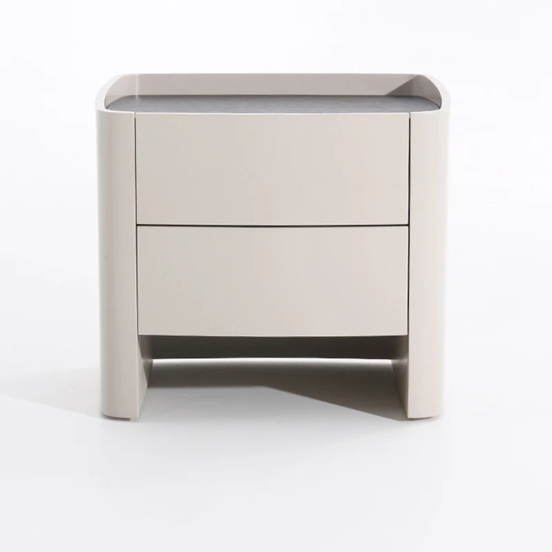 Timeless French Elegance Faux Leather Nightstand - Premium Dual Materials & Silky-Smooth Large 2-Drawer Bedside Table For Bedroom
