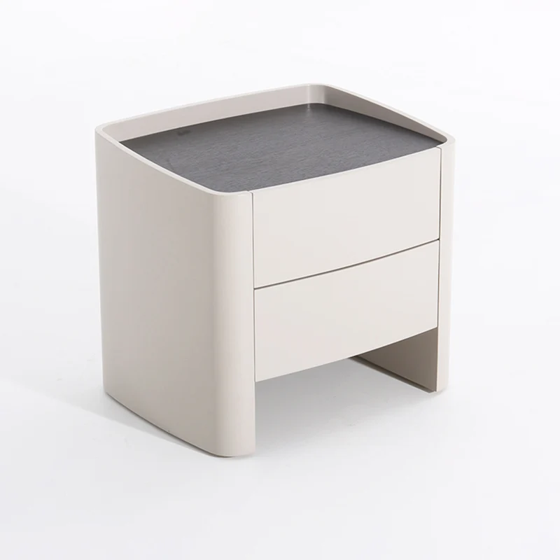 Timeless French Elegance Faux Leather Nightstand - Premium Dual Materials & Silky-Smooth Large 2-Drawer Bedside Table For Bedroom