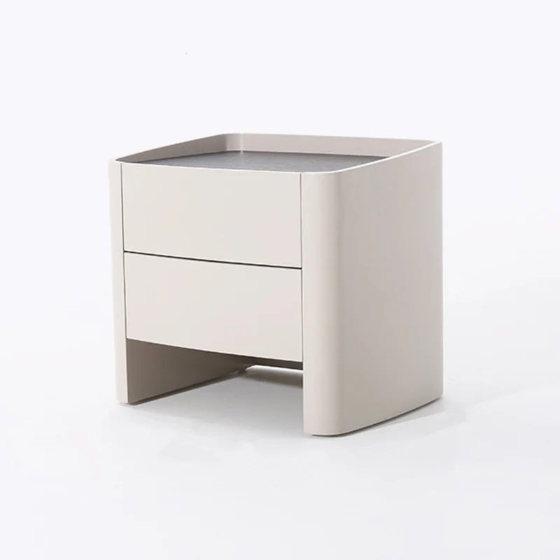 Timeless French Elegance Faux Leather Nightstand - Premium Dual Materials & Silky-Smooth Large 2-Drawer Bedside Table For Bedroom