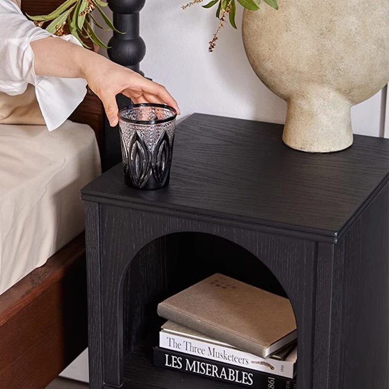 Traditional French Rectangular Arch-Top North American Red Oak Multi-Layer Plywood Nightstand 1-Drawer For Bedroom
