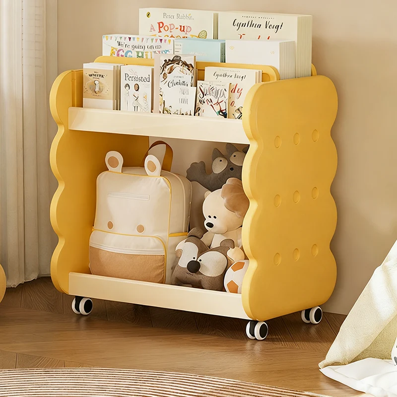 Contemporary Creative Cheese Design Plastic Movable Kids Adjustable Divider Bookshelf 2-Tier For Bedroom