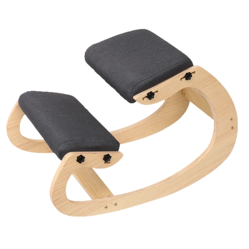 Modern Minimalist Curved Kids Solid Wood Cotton-Linen Correction Chair Desk Chair Armless Backless For Home Office