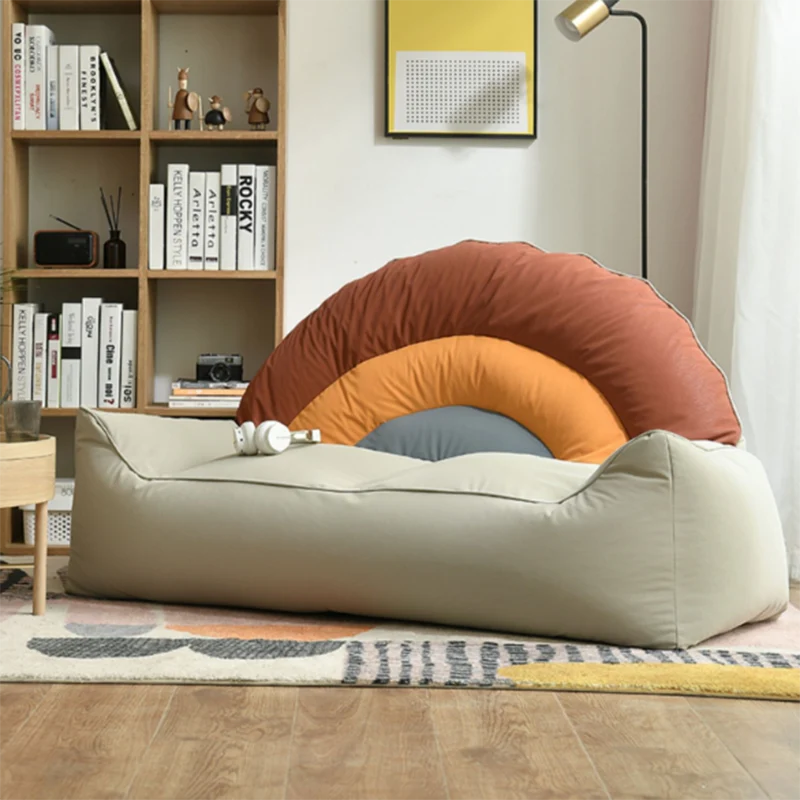Contemporary Creative Rainbow-Shaped EPP Particle Nano-Leather Accent Chair Backrest Armrest For Living Room