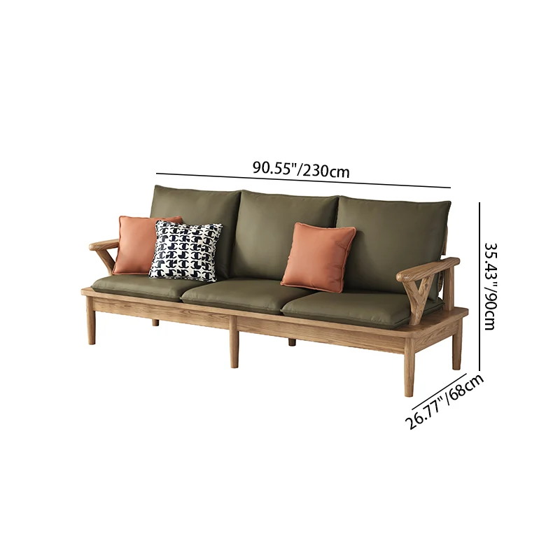 Traditional North American Ash Wood Sofa - Soft High-Resilience Cushions Accent Chair For Living Room