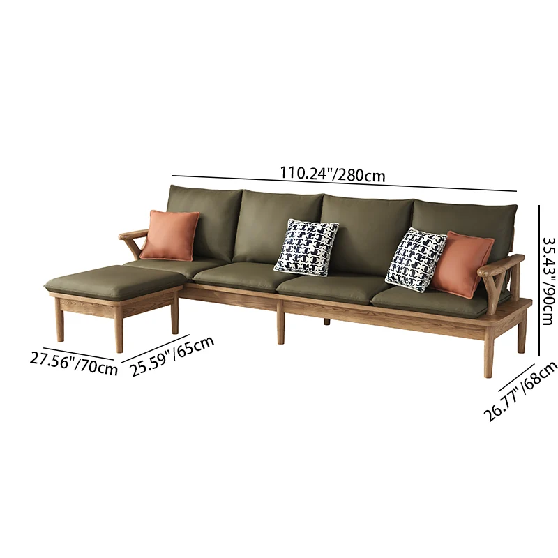 Traditional North American Ash Wood Sofa - Soft High-Resilience Cushions Accent Chair For Living Room