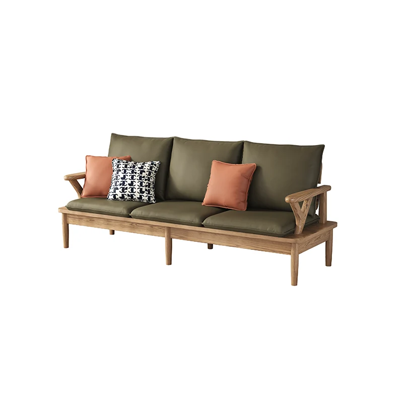Traditional North American Ash Wood Sofa - Soft High-Resilience Cushions Accent Chair For Living Room