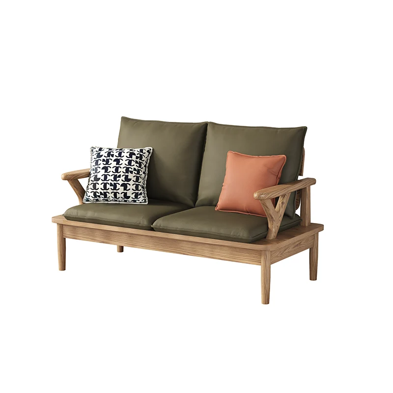 Traditional North American Ash Wood Sofa - Soft High-Resilience Cushions Accent Chair For Living Room