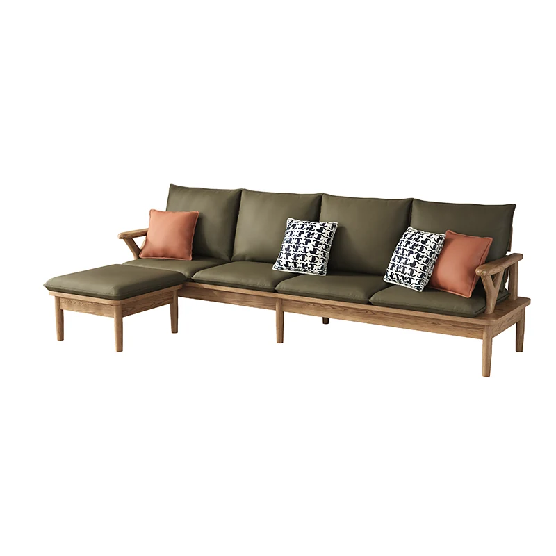 Traditional North American Ash Wood Sofa - Soft High-Resilience Cushions Accent Chair For Living Room