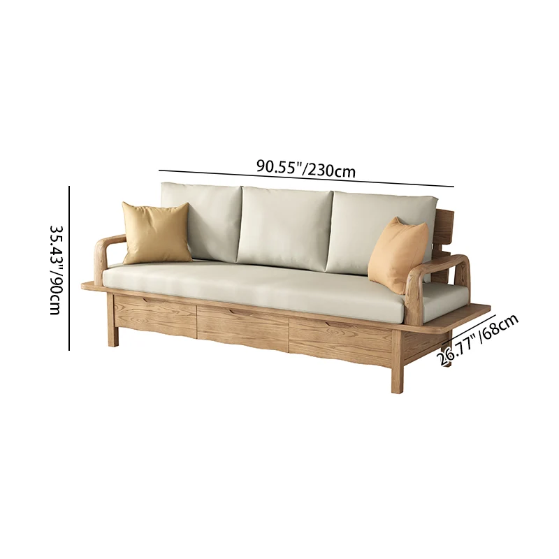 Traditional Sectional Sofa With Hidden Storage - North American Ash Wood Accent Chair For Living Room
