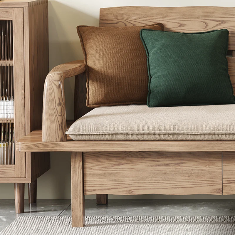 Traditional Sectional Sofa With Hidden Storage - North American Ash Wood Accent Chair For Living Room