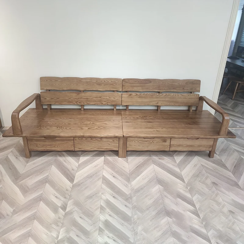 Traditional Sectional Sofa With Hidden Storage - North American Ash Wood Accent Chair For Living Room
