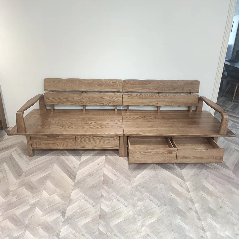 Traditional Sectional Sofa With Hidden Storage - North American Ash Wood Accent Chair For Living Room