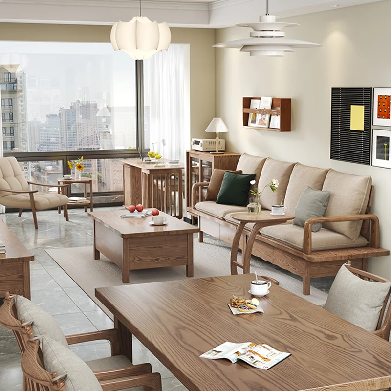 Traditional Sectional Sofa With Hidden Storage - North American Ash Wood Accent Chair For Living Room