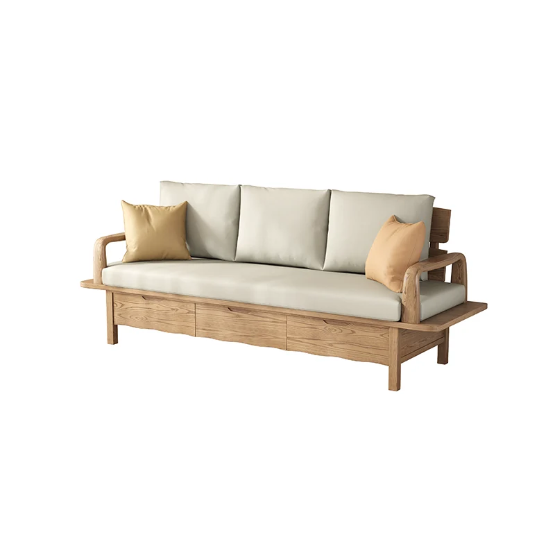 Traditional Sectional Sofa With Hidden Storage - North American Ash Wood Accent Chair For Living Room