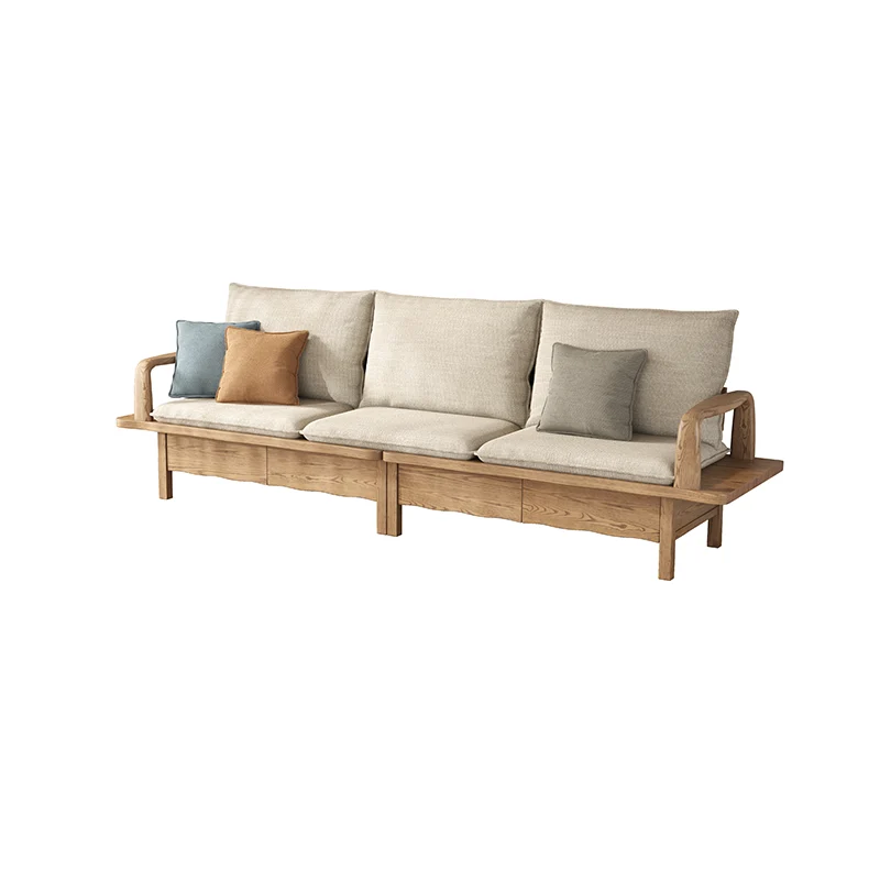 Traditional Sectional Sofa With Hidden Storage - North American Ash Wood Accent Chair For Living Room