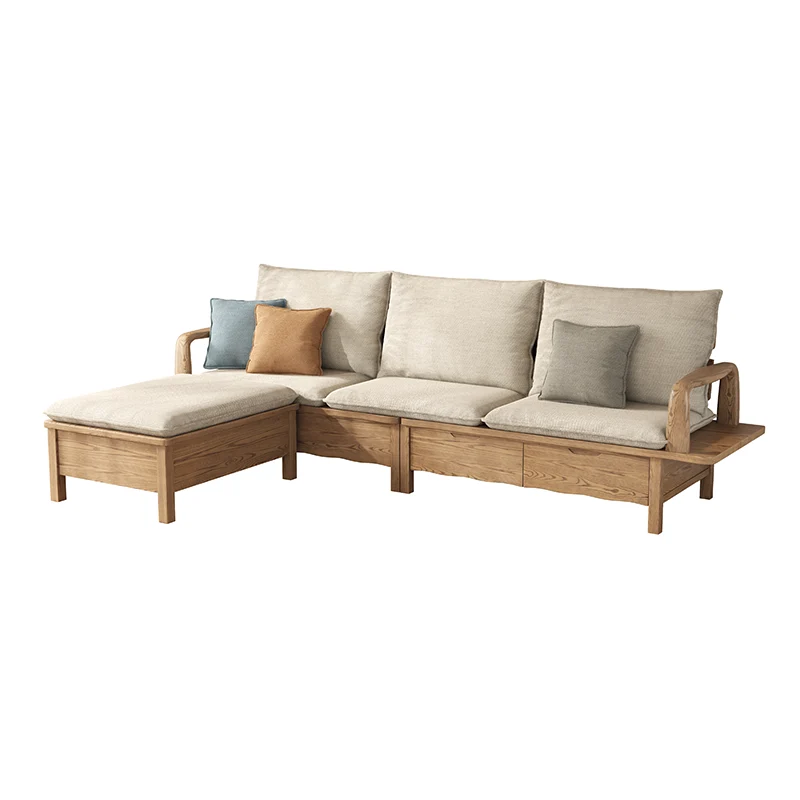 Traditional Sectional Sofa With Hidden Storage - North American Ash Wood Accent Chair For Living Room