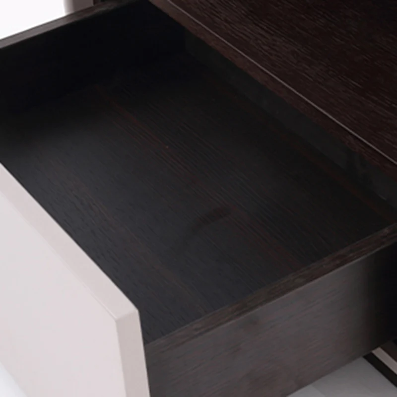 Contemporary Scandinavian Single Drawer Nightstand: Off-White Lacquered Minimalist Design - Veneered Storage Bedside Table For Bedroom
