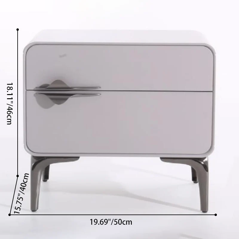 Modern Minimalist White Dual-Drawer Nightstand: Lightweight Iron Leg Design - Scandinavian-Style Storage Bedside Table For Bedroom