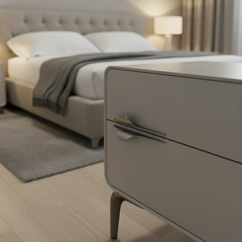Modern Minimalist White Dual-Drawer Nightstand: Lightweight Iron Leg Design - Scandinavian-Style Storage Bedside Table For Bedroom